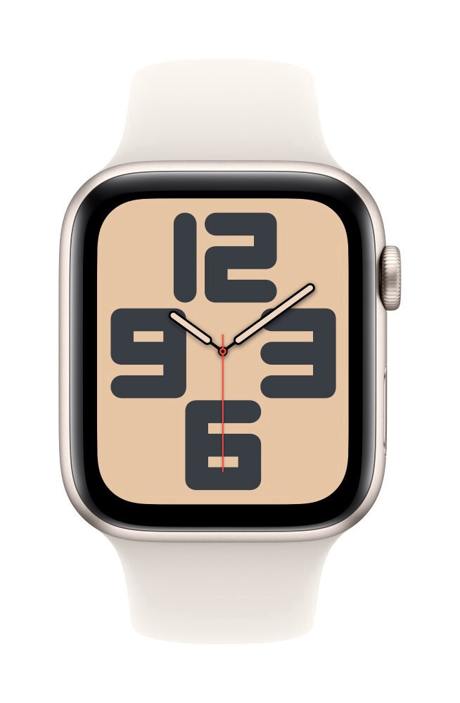 slide 1 of 2, Apple Watch SE GPS 44mm Retina OLED Display Starlight Aluminum Case with Starlight Sport Band S/M, 1 ct