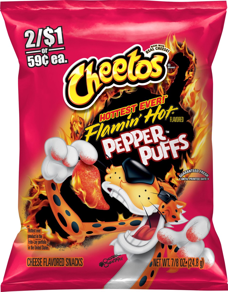 slide 5 of 8, Cheetos Pepper Puffs Cheese Flavored Snacks Flamin'' Hot Flavored 7/8 Oz, 0.87 oz