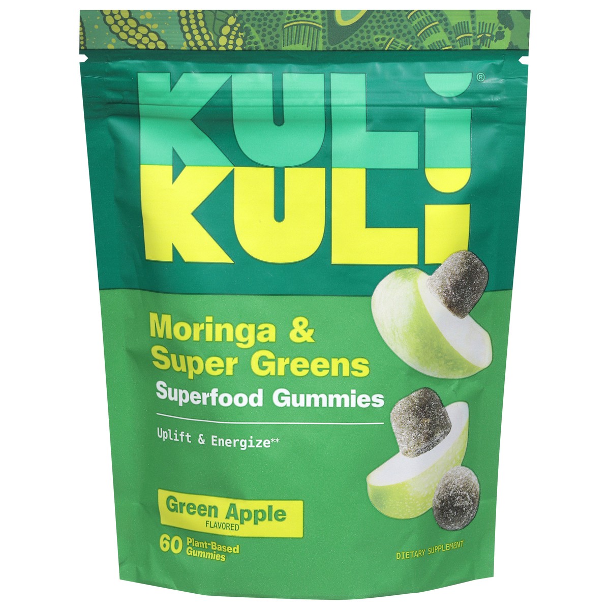 slide 1 of 9, Kuli Kuli Superfood Green Apple Flavored Moringa & Supergreens 60 Plant-Based Gummies, 60 ct