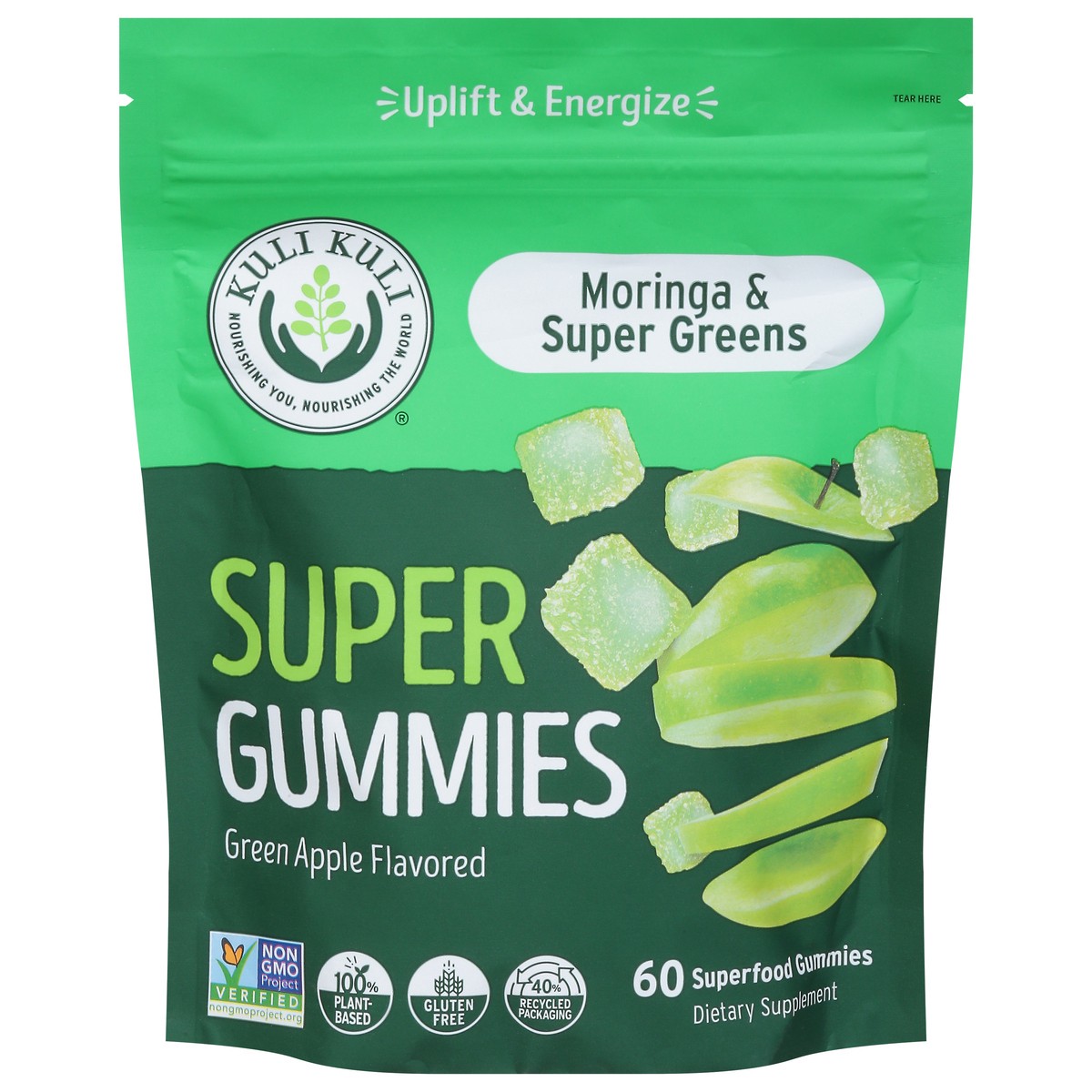 Kuli Kuli Moringa & Super Greens Green Apple Flavored Super Gummies 60 ...