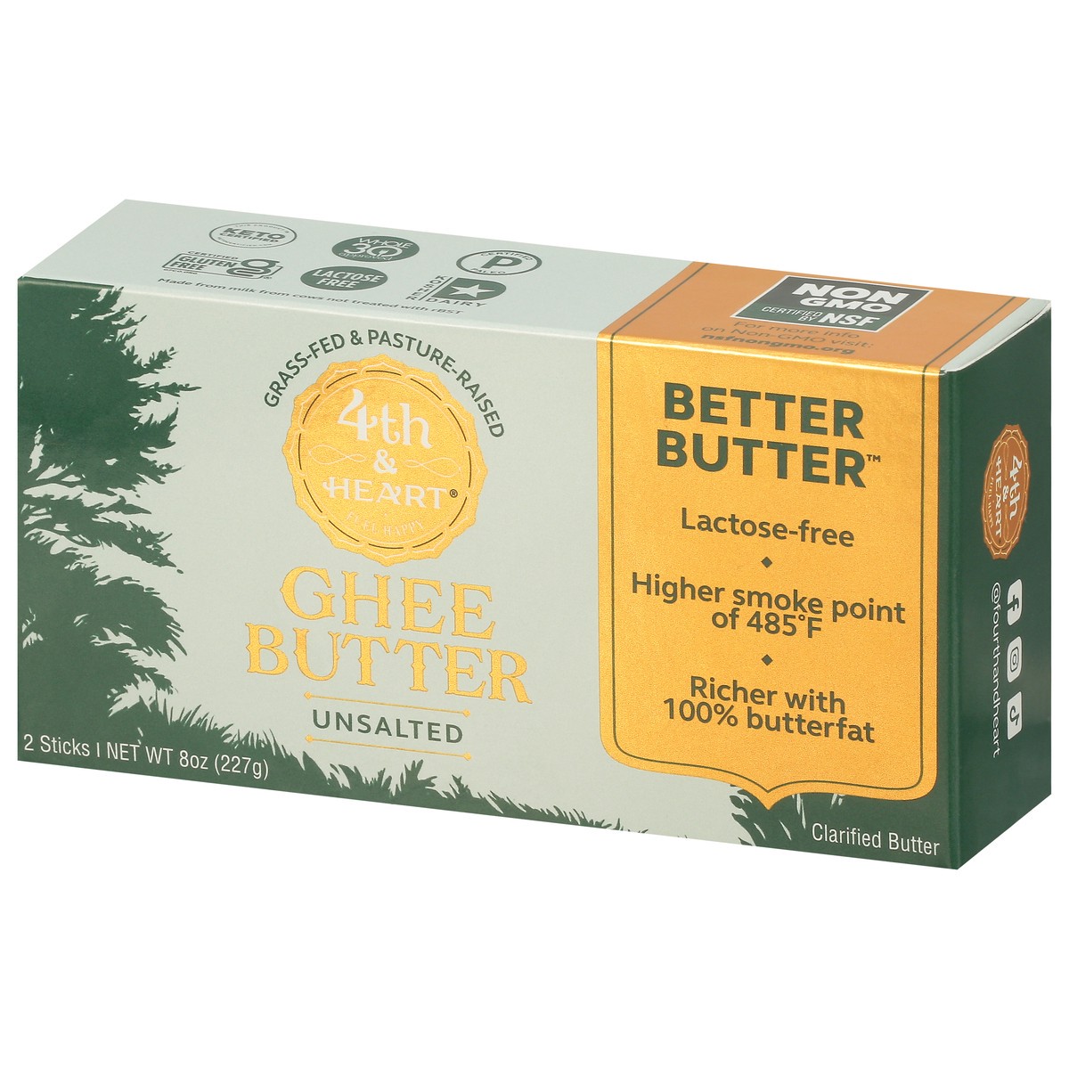 slide 5 of 9, 4Th & Heart Ghee Unsalted Butter Sticks, 2 ct; 8 oz