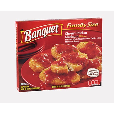 slide 1 of 1, Banquet Family Size Meals Cheesy Chicken Marinara, 24 oz