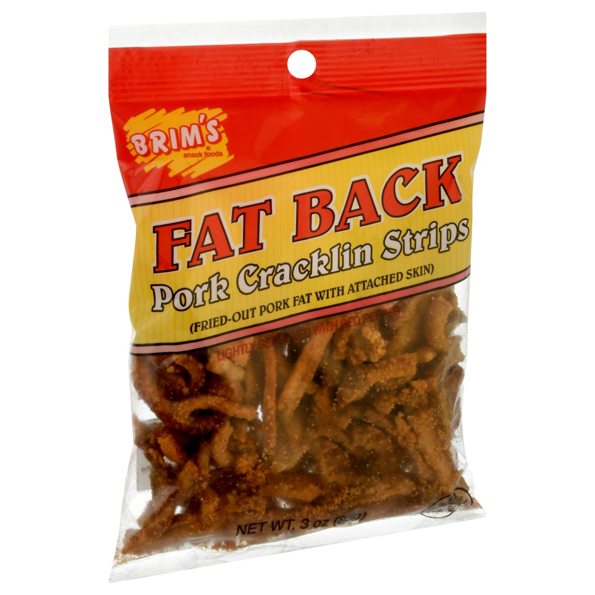 slide 6 of 13, Brim's Fat Back Pork Cracklin Strips 3 oz, 3.12 oz