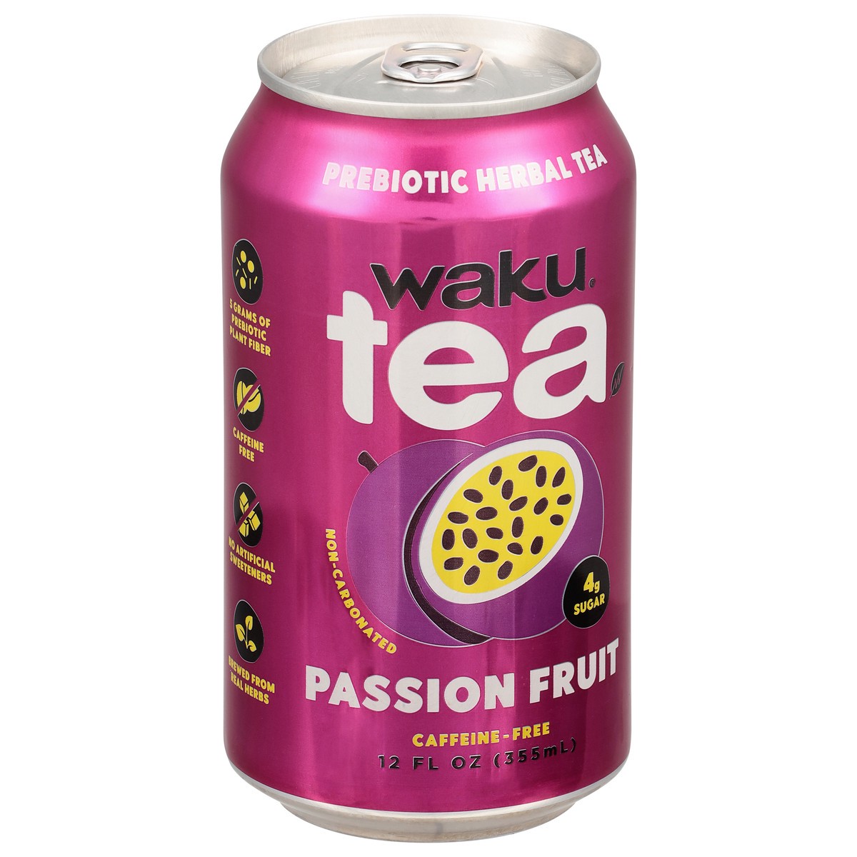 slide 4 of 4, Waku Caffeine-Free Prebiotic Passion Fruit Herbal Tea 12 fl oz, 