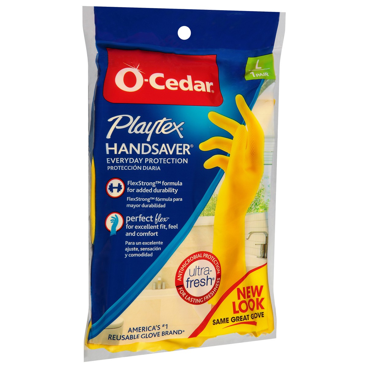 slide 9 of 9, O-Cedar Playtex Large Handsaver Gloves L 1 ea Bag, 1 ct