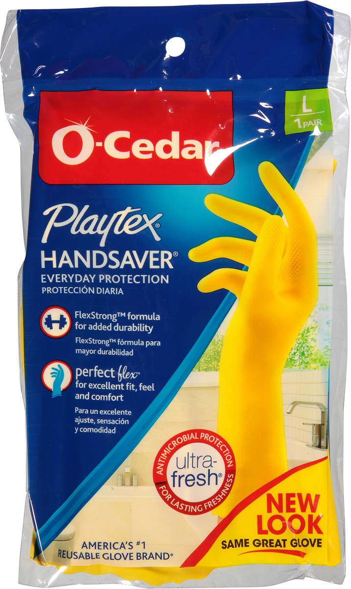 slide 4 of 9, O-Cedar Playtex Large Handsaver Gloves L 1 ea Bag, 1 ct