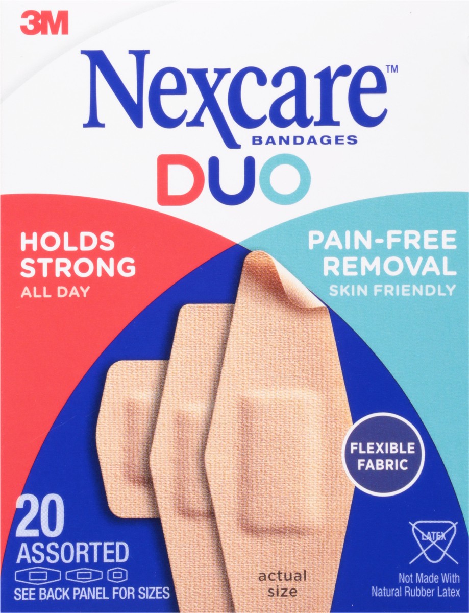 slide 3 of 9, Nexcare Duo Bandages, Assorted Sizes, 20 Ct, 1 ct