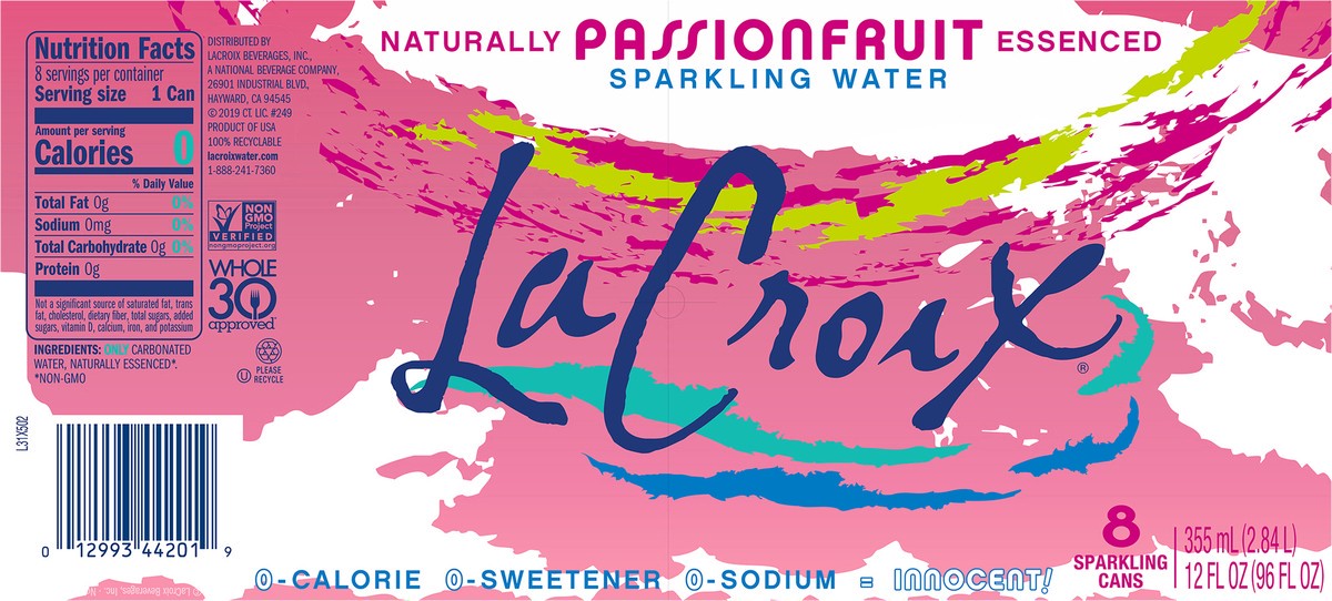 slide 2 of 10, La Croix Passionfruit - 8 ct, 8 ct; 12 oz