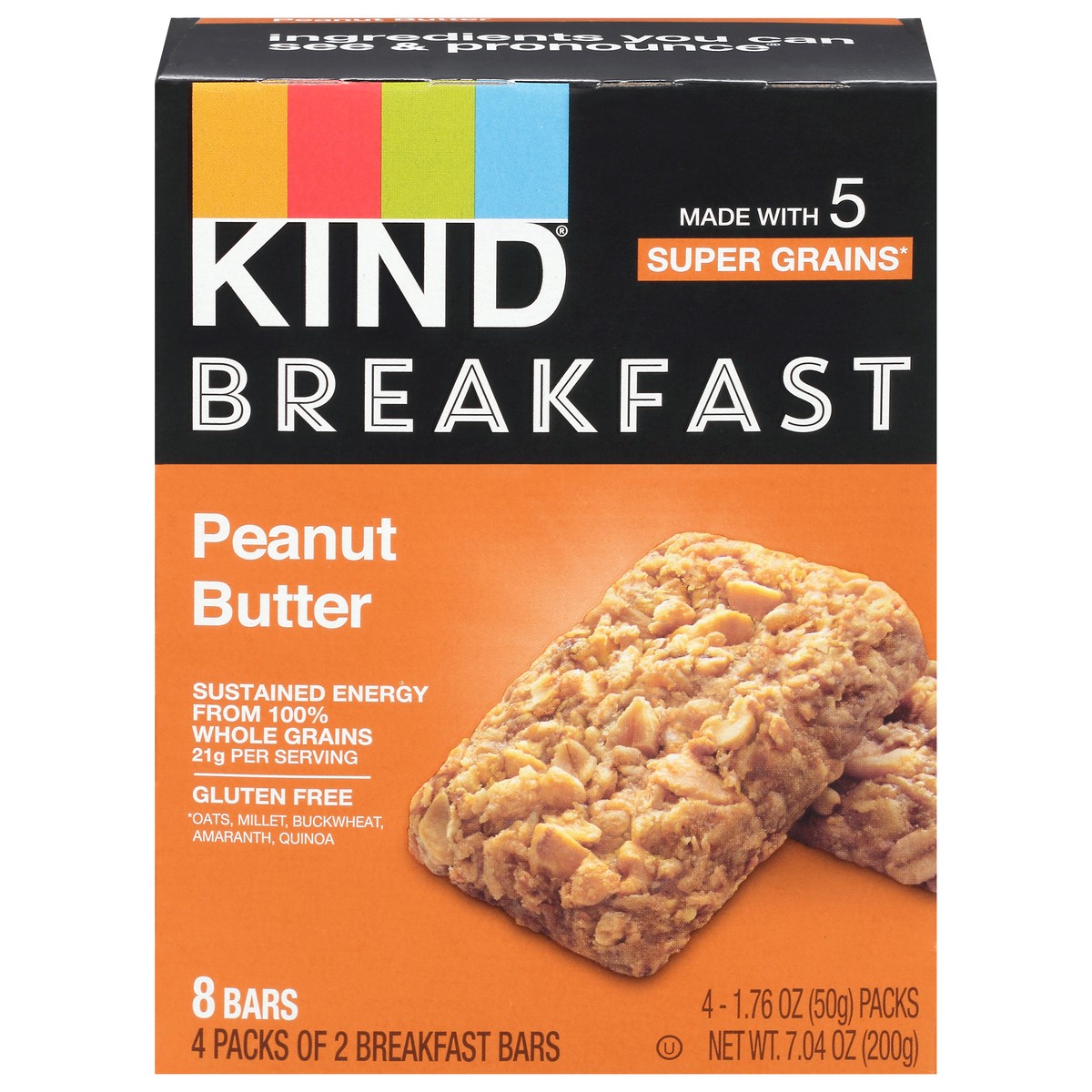 slide 1 of 9, KIND Breakfast Bars, Peanut Butter, 4 ct