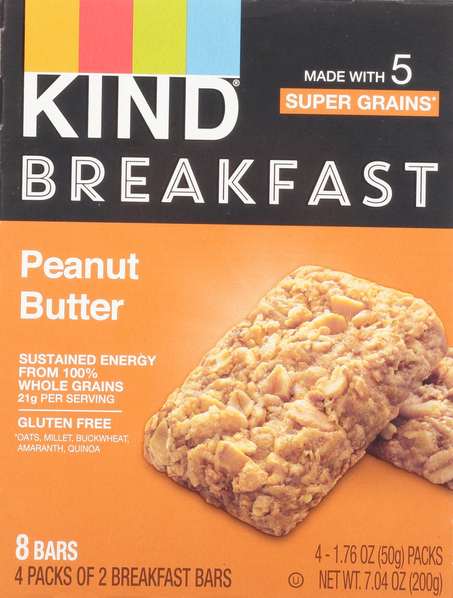 slide 1 of 9, KIND Peanut Butter Breakfast Bars 4 - 1.76 oz Packs, 4 ct