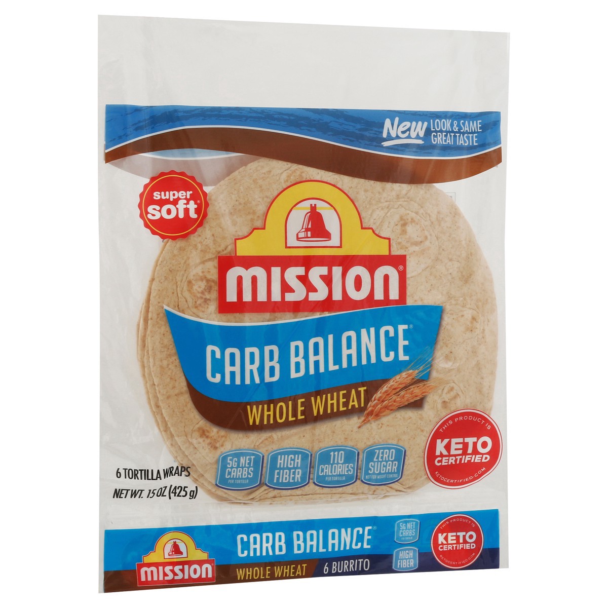 slide 14 of 14, Mission Carb Balance Whole Wheat Flour Tortillas, Burrito Size, 6 Count, 6 ct