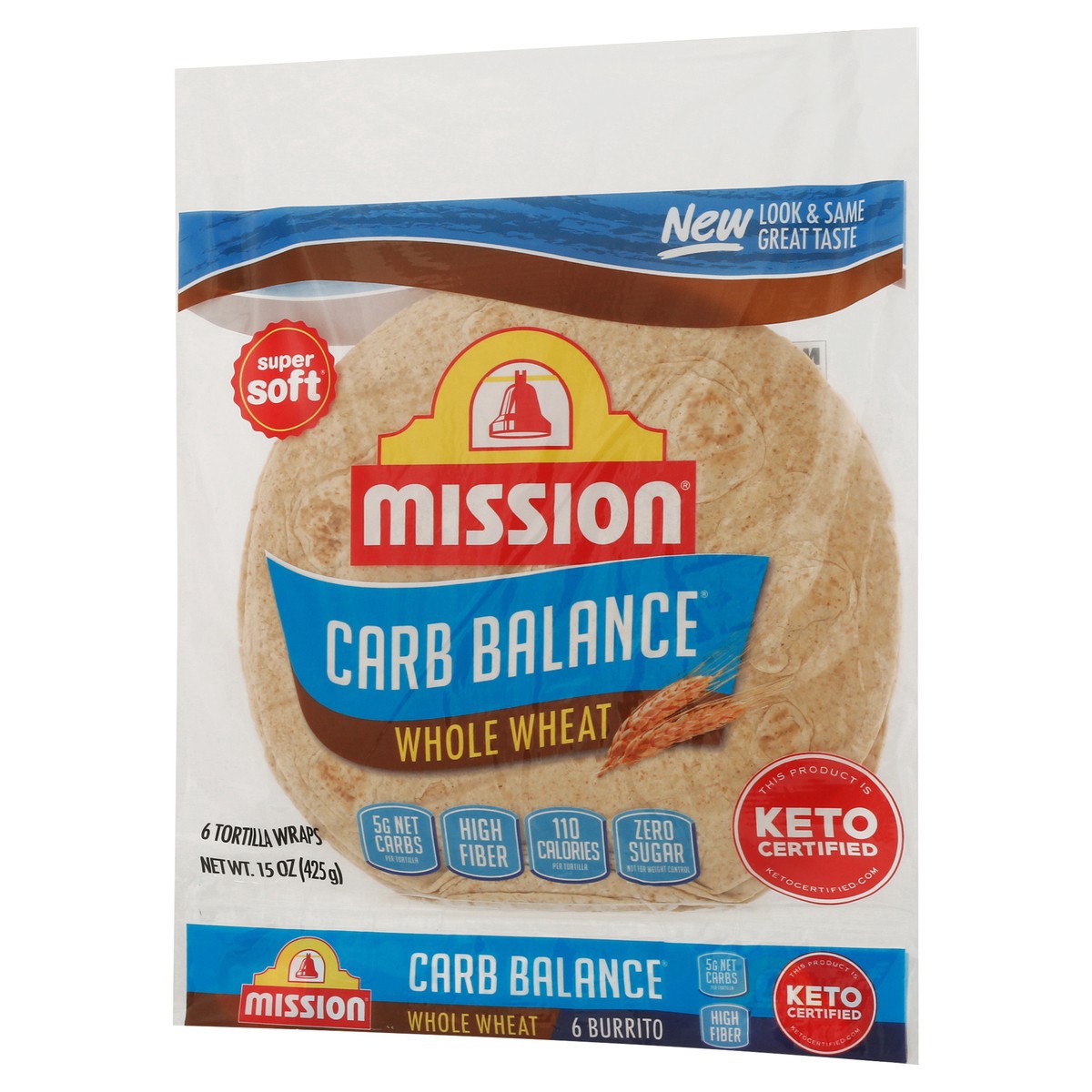 slide 8 of 14, Mission Carb Balance Whole Wheat Flour Tortillas, Burrito Size, 6 Count, 6 ct