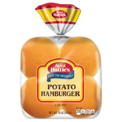 Aunt Hattie's Potato Hamburger Buns, Potato Bread Burger Buns, 8 Count