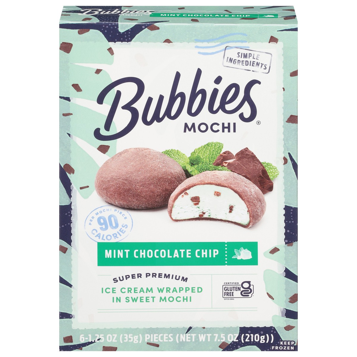 slide 10 of 13, Bubbies Super Premium Mint Chocolate Chip Mochi 6 - 1.25 oz Pieces, 6 ct