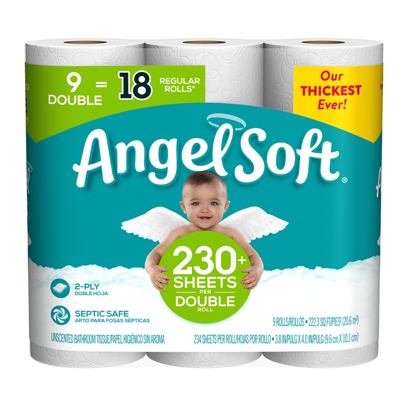 slide 1 of 1, Angel Soft Toilet Paper Double Rolls, 9 ct