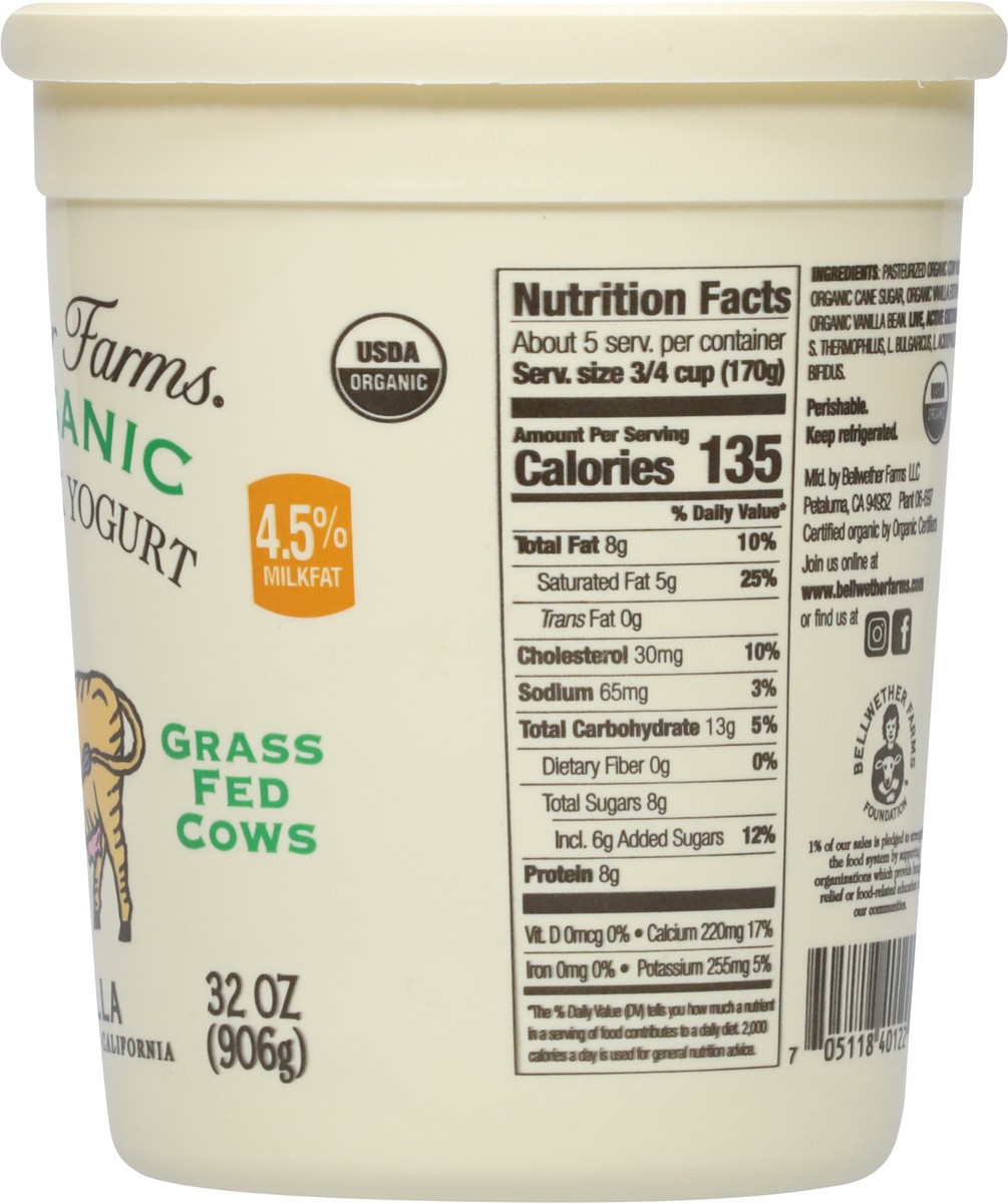 slide 11 of 12, Bellwether Farms Whole Milk Cow Milk Vanilla Yogurt 32 oz, 32 oz