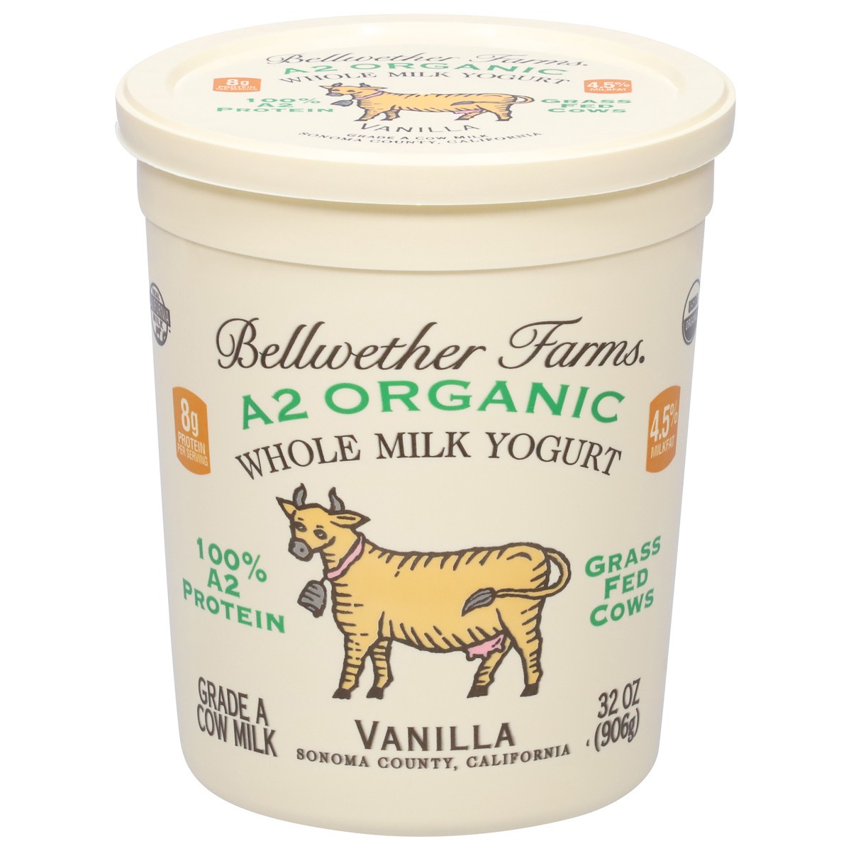 slide 1 of 12, Bellwether Farms Whole Milk Cow Milk Vanilla Yogurt 32 oz, 32 oz