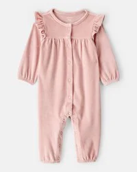 Carter's Baby Girl Velour Long-Sleeve Jumpsuit - Pink Blush 9M