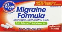 slide 1 of 1, Kroger Migraine Formula Coated Caplets, 50 ct