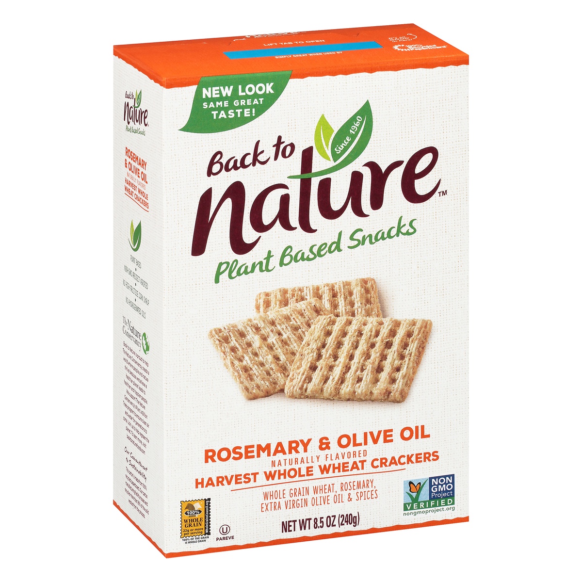 slide 2 of 10, Back to Nature Crackers, Harvest Whole Wheat, Rosemary & Olive Oil, Box, 8.5 oz