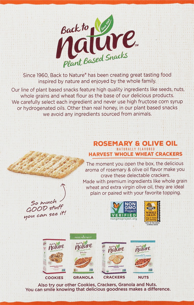 slide 10 of 10, Back to Nature Crackers, Harvest Whole Wheat, Rosemary & Olive Oil, Box, 8.5 oz