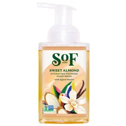 SoF Hydrating Foaming Hand Wash - With Organic Agave Nectar & Coconut Oil- Vegan & Non GMO- Free From Phthalates, Sulfates & Parabens- Sweet Almond - 8 oz Bottle
