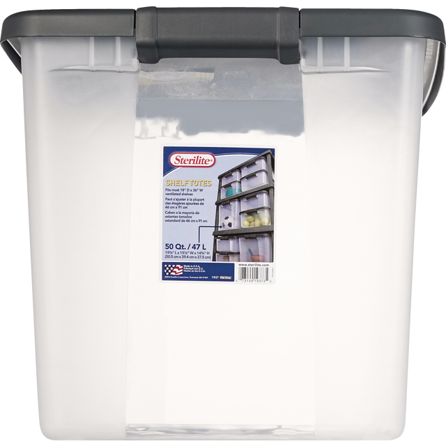 slide 1 of 1, Sterilite Shelf Totes, 50 qt
