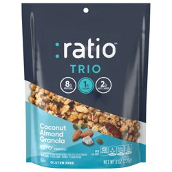:ratio Trio Coconut Almond Granola Cereal, 1g Sugar, Keto Friendly, 8 oz Resealable Cereal Bag