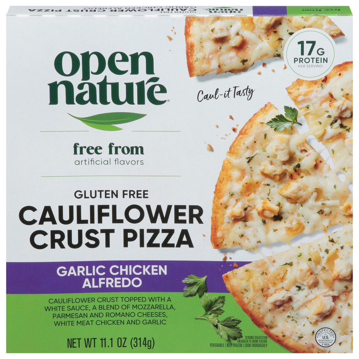 slide 2 of 4, Open Nature Garlic Chicken Alfredo Califlower Crust Pizza - 11.1 Oz, 11.1 oz
