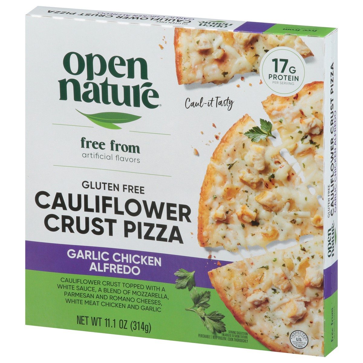 slide 3 of 4, Open Nature Garlic Chicken Alfredo Califlower Crust Pizza - 11.1 Oz, 11.1 oz