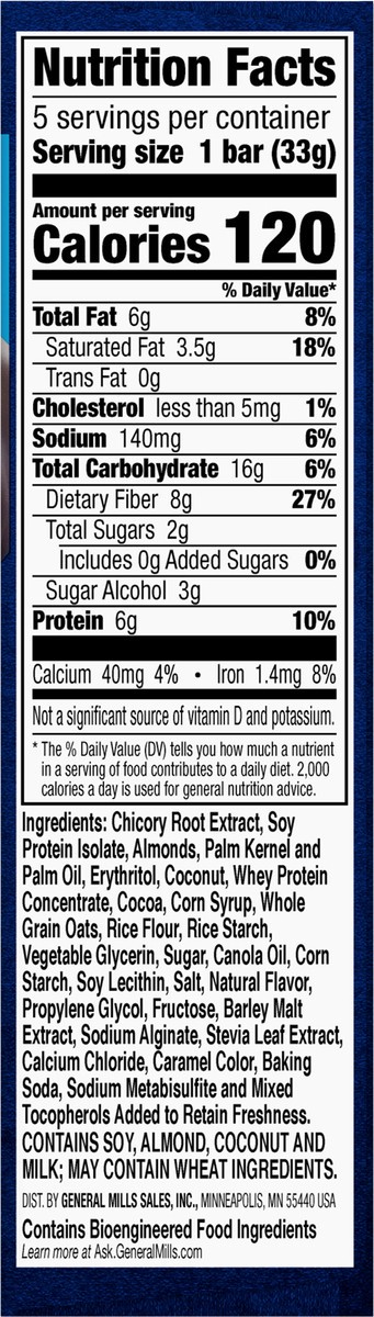 slide 8 of 9, Fiber One Protein Bar, Coconut Almond, Chewy Bars, 6g Protein, Snacks, 5 ct., 5 ct