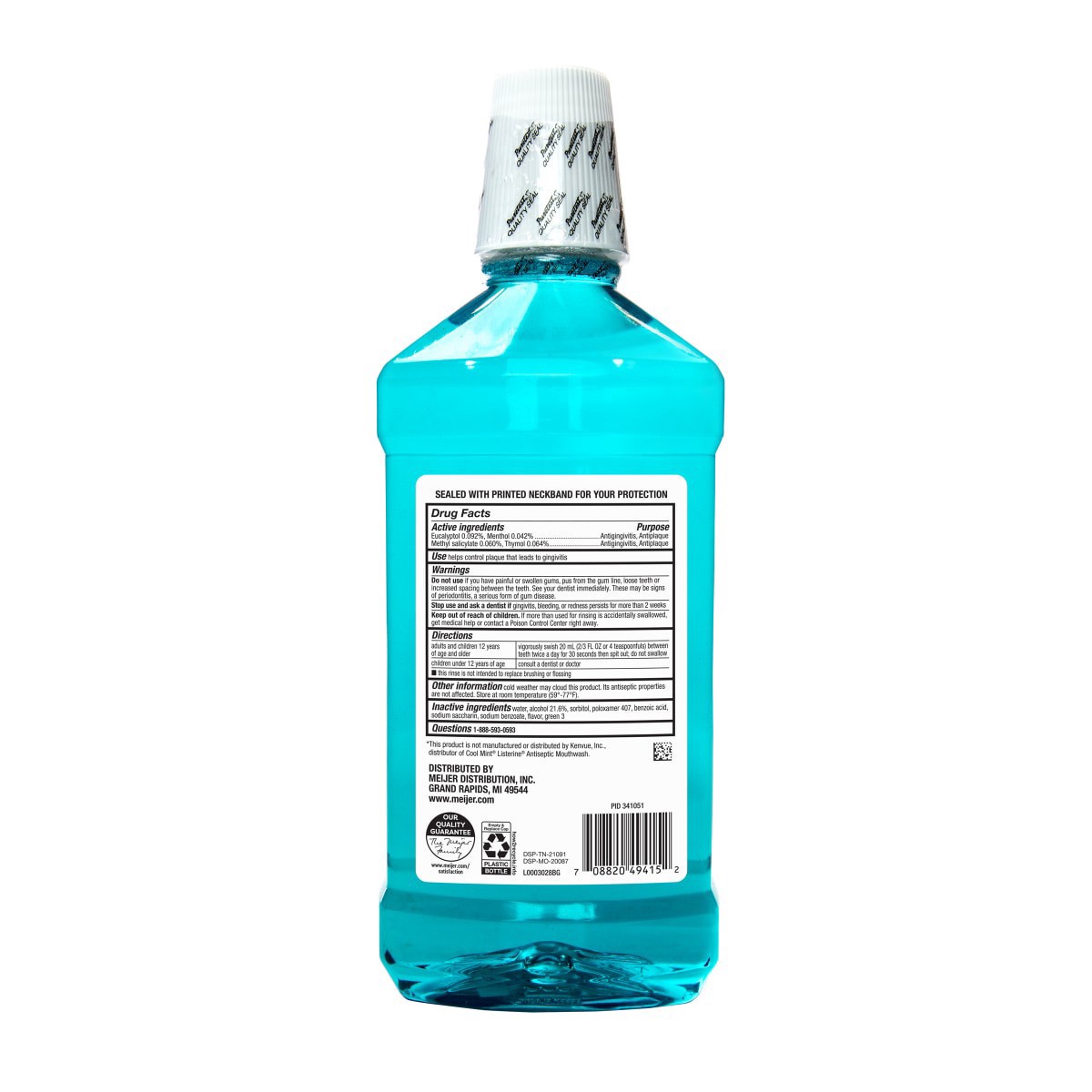 slide 5 of 5, Meijer Antiseptic Blue Mint Mouthwash, 33.8 oz