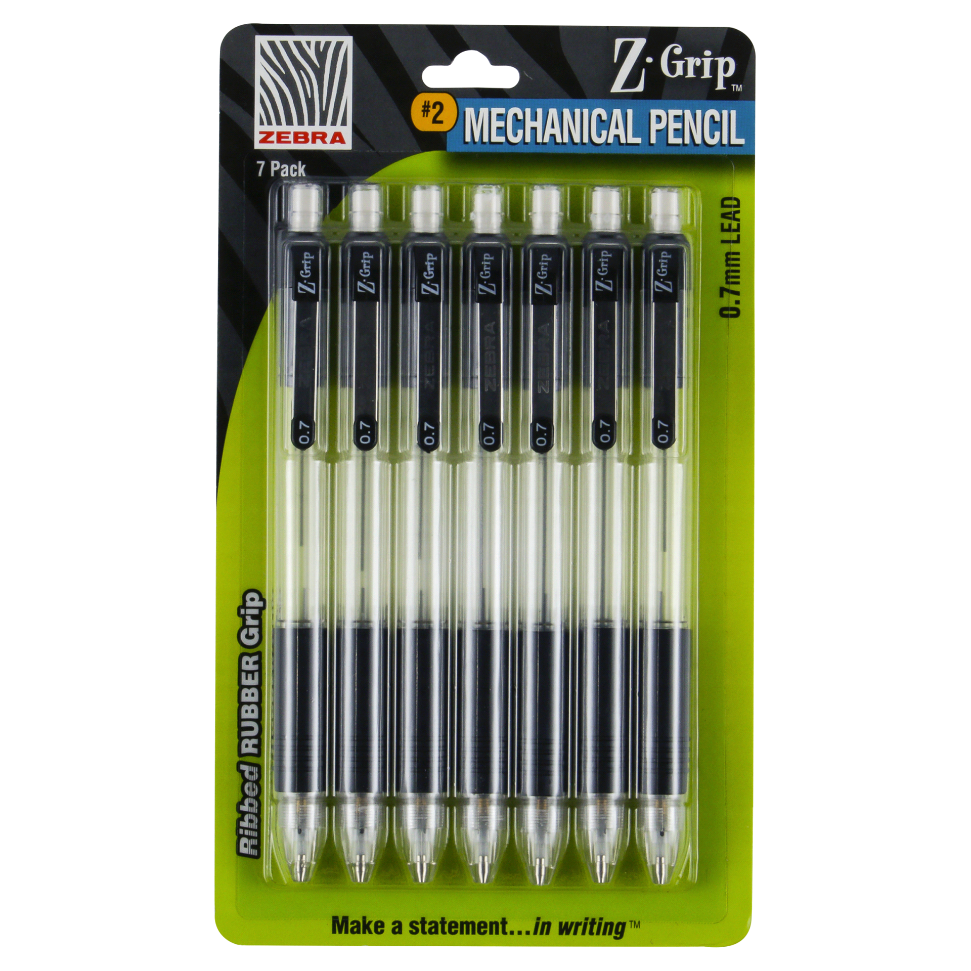 slide 1 of 1, Zebra Z-Grip Mechanical Pencil, 0.7mm, Black, 7 ct