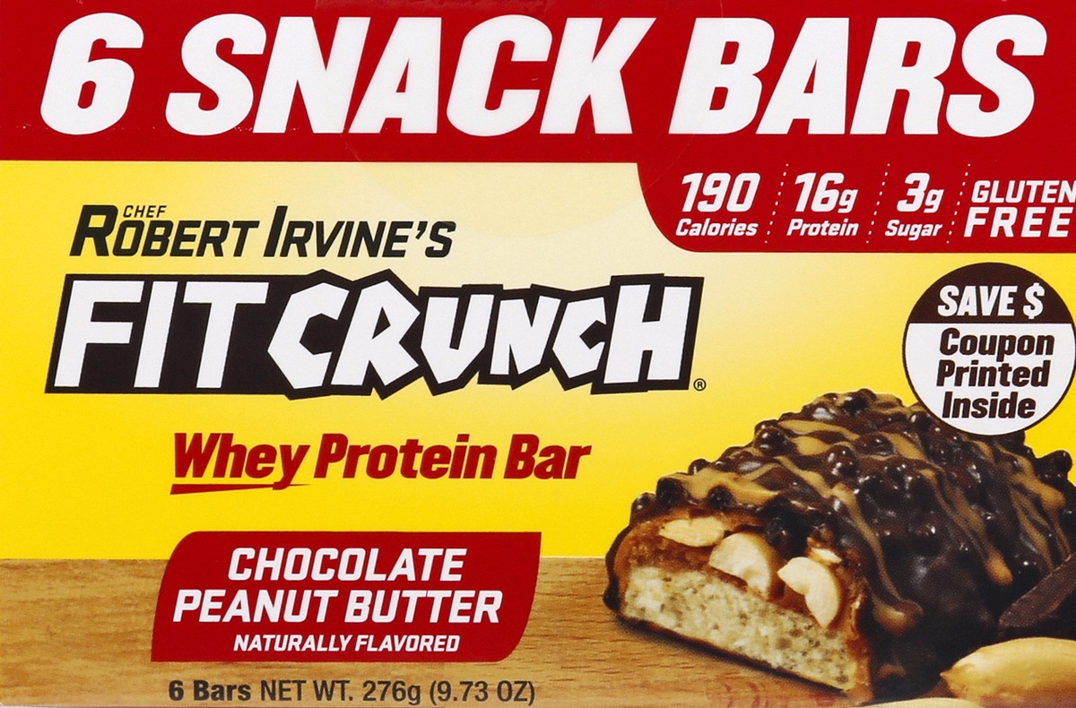 slide 10 of 15, FitCrunch Chocolate Peanut Butter Whey Protein Bars 6 ea, 6 ct