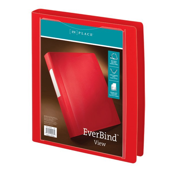 slide 2 of 5, Office Depot® Brand EverBind™ View 3-Ring Binder, 1"" D-Rings, Red, 1 ct