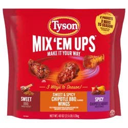 Tyson Mix 'Em Ups Chicken Wings, Sweet & Spicy Chipotle BBQ, Fully Cooked, Frozen, 40 oz