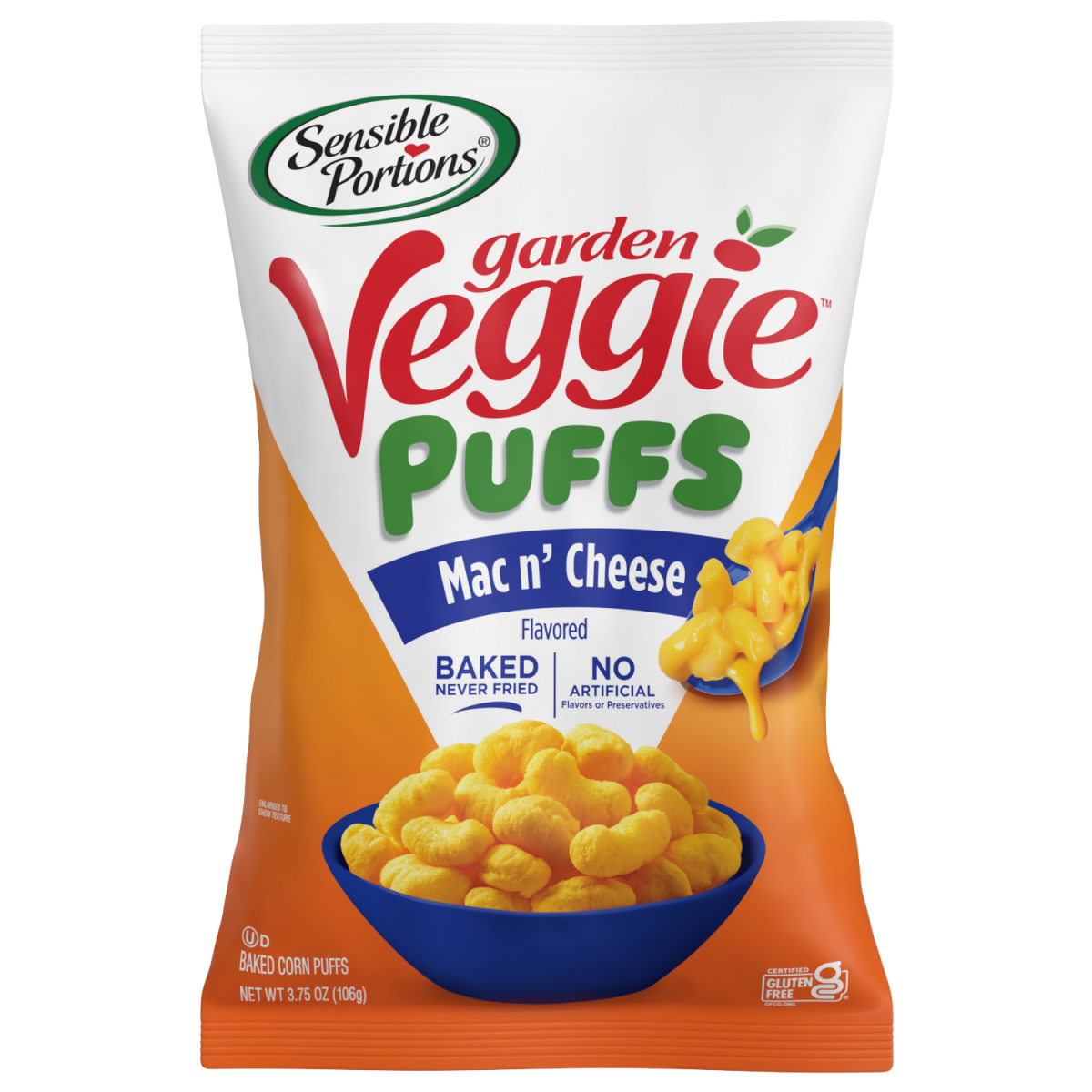 slide 1 of 2, Sensible Portions Garden Veggie Mac n' Cheese Flavored Puffs 3.75 oz, 3.75 oz