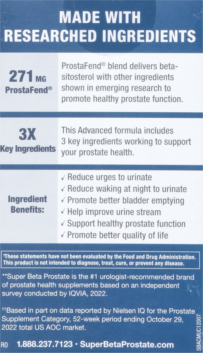 slide 15 of 15, Super Beta Prostate Advanced Dietary Supplement 120 Caplets, 120 ct