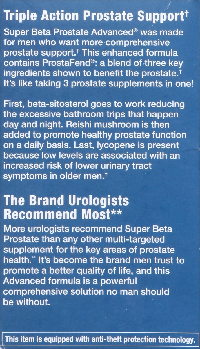 slide 10 of 15, Super Beta Prostate Advanced Dietary Supplement 120 Caplets, 120 ct