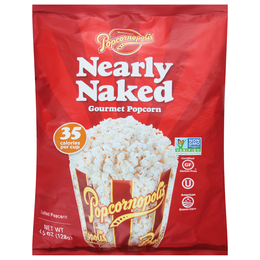 slide 1 of 9, Popcornopolis Nearly Naked Salted Gourmet Popcorn, 4.5 oz