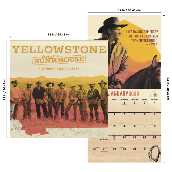 slide 4 of 7, 2025 Dateworks Monthly Wall Calendar, 12"" X 12"", Yellowstone, January To December, 1 ct