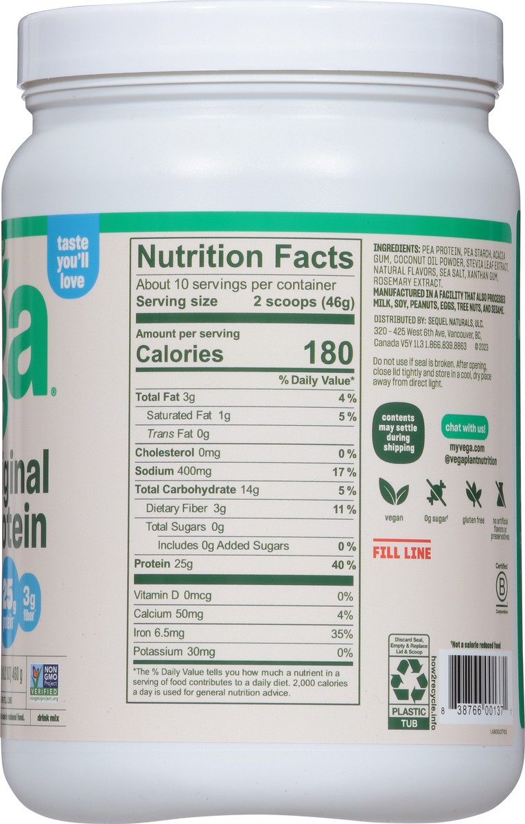 slide 8 of 14, Vega Original Plant-Based Creamy Vanilla Protein 16.2 oz, 16.2 oz