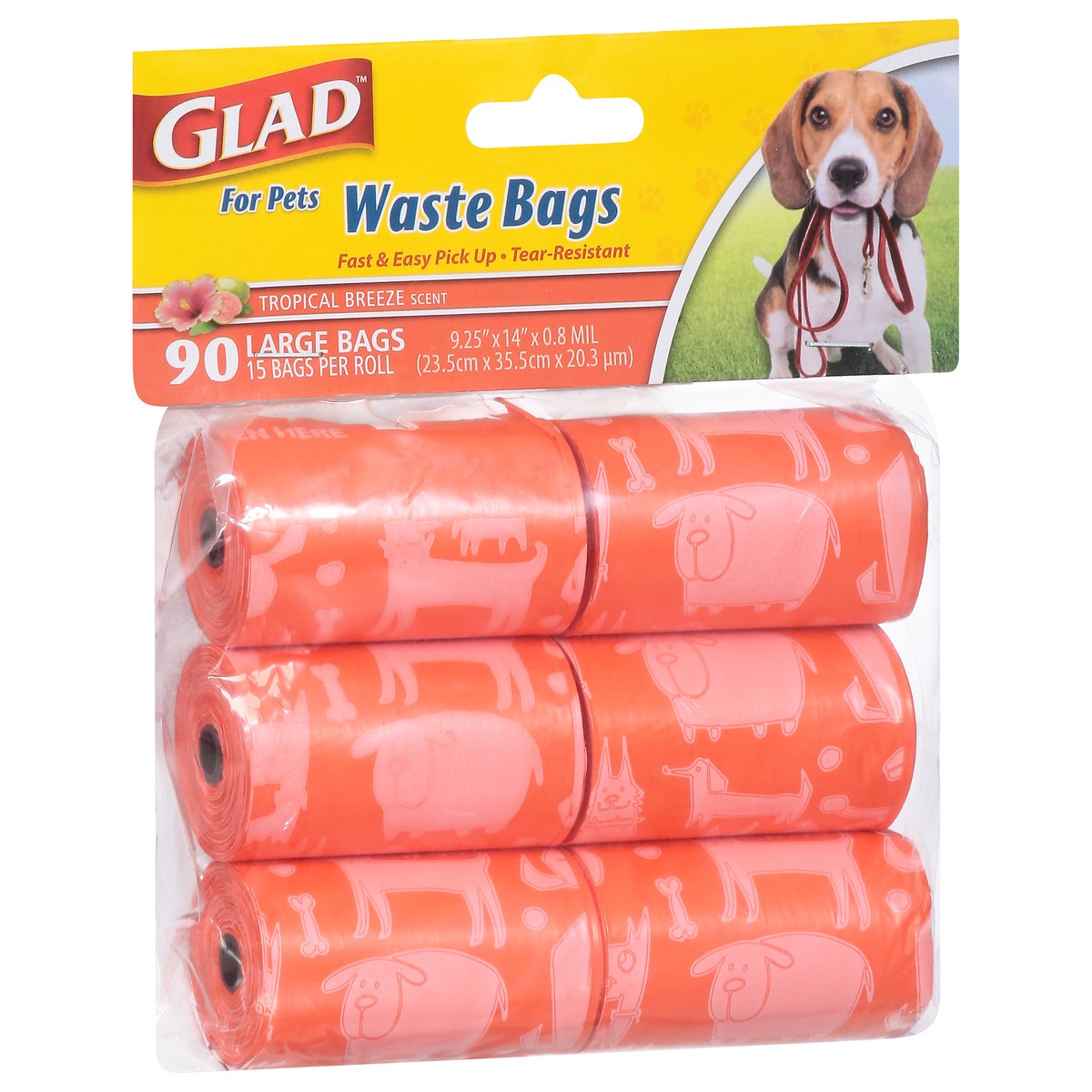 slide 2 of 9, Glad Tropical Breeze Scent Waste Bags for Pets 90 ea, 90 ct