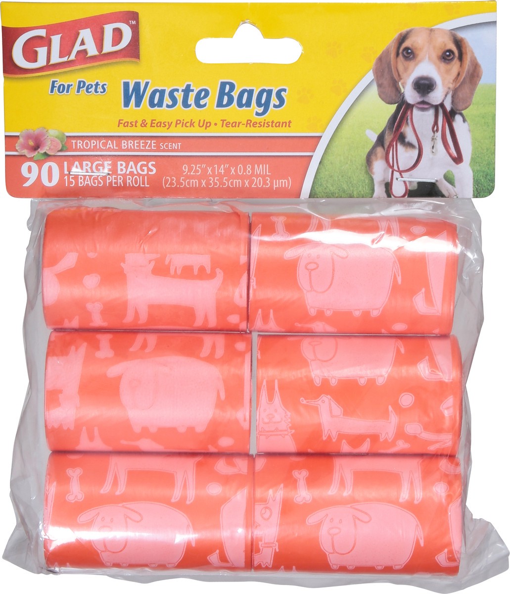 slide 6 of 9, Glad Tropical Breeze Scent Waste Bags for Pets 90 ea, 90 ct