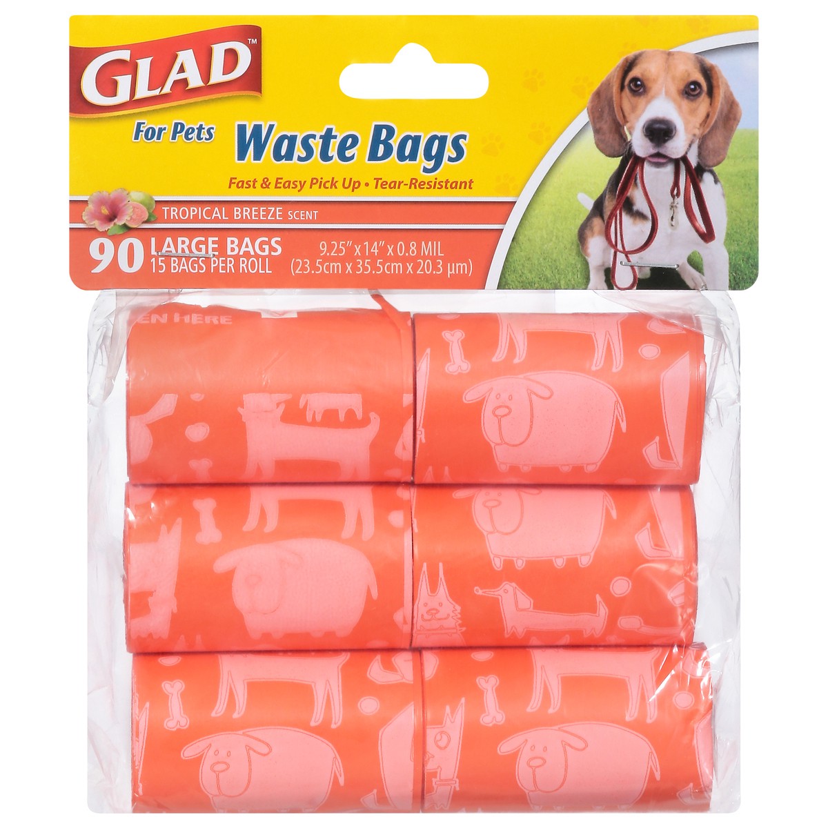 slide 1 of 9, Glad Tropical Breeze Scent Waste Bags for Pets 90 ea, 90 ct