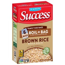 Success Brown Rice, Whole Grain, Boil-in-Bag, Family Size Bags
