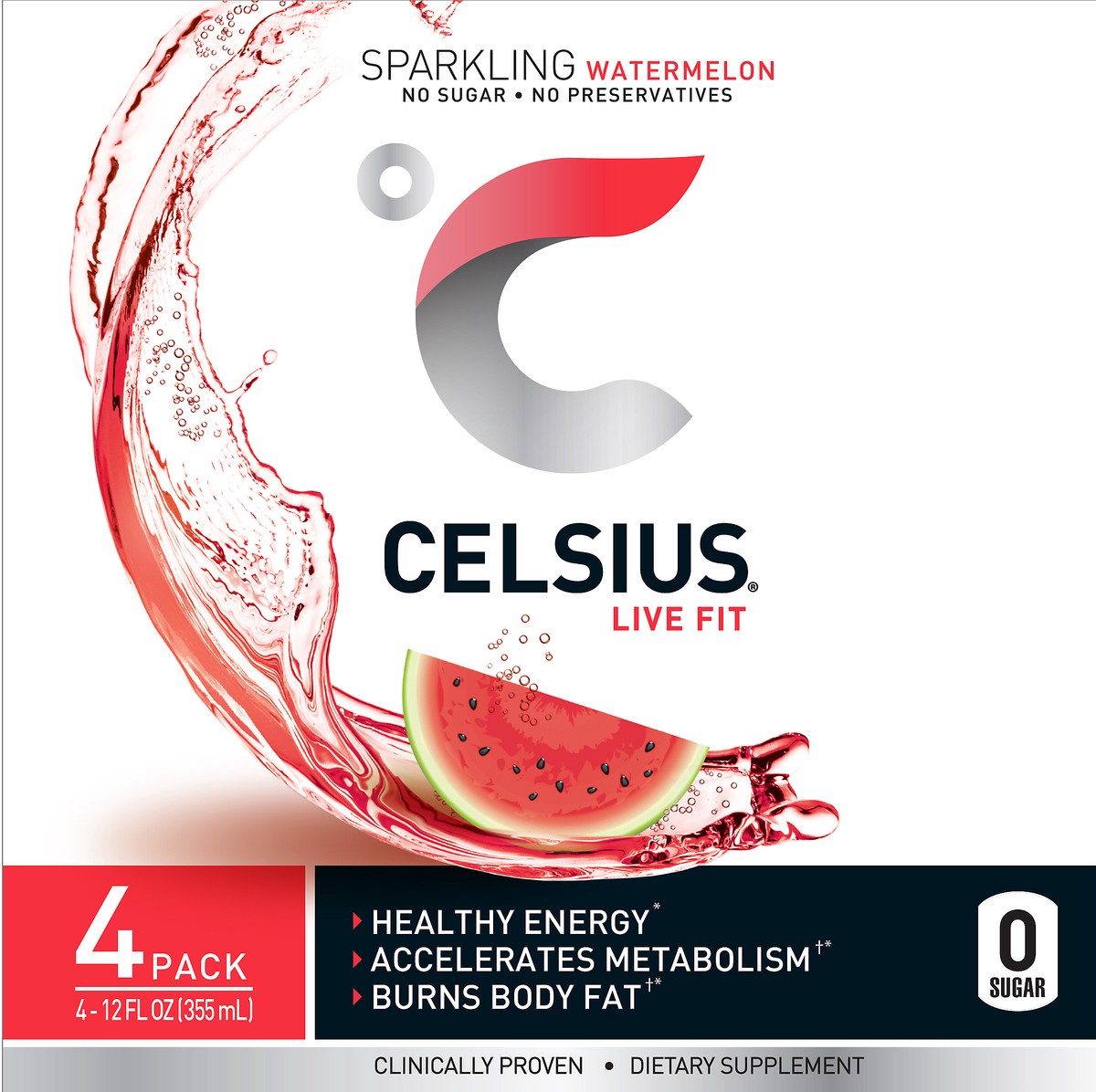 slide 3 of 7, CELSIUS 4 Pack Sparkling Watermelon Fitness Drink 4 ea, 4 ct