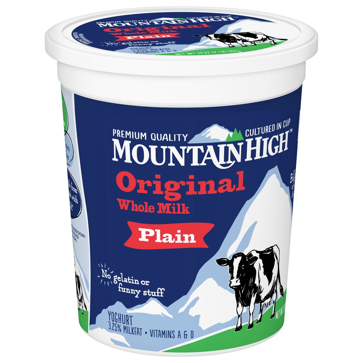 slide 4 of 8, Mountain High, Original Whole Milk Yogurt, Plain, Gluten Free Snacks, 32 OZ Yogurt Container, 32 oz