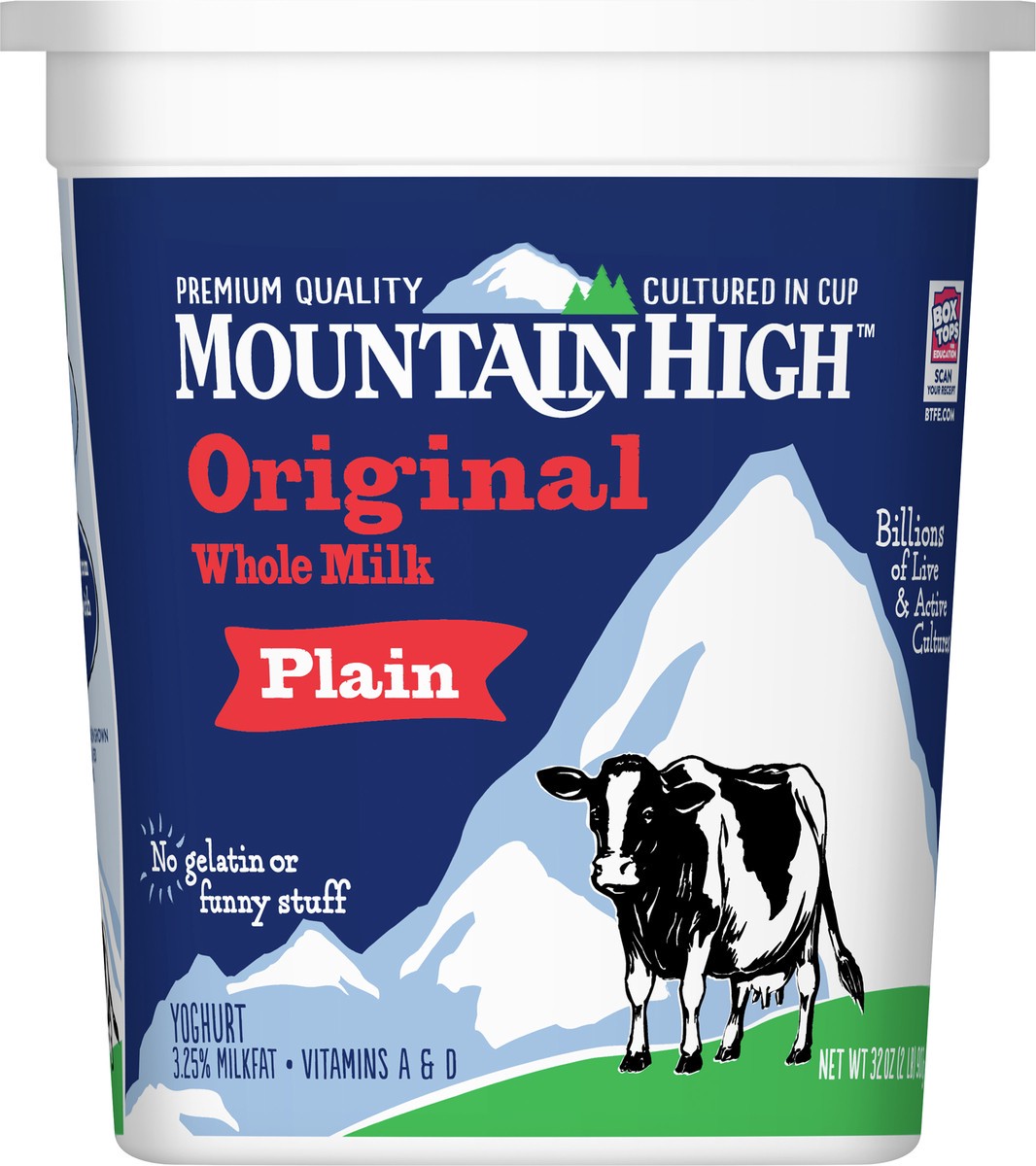 slide 3 of 8, Mountain High, Original Whole Milk Yogurt, Plain, Gluten Free Snacks, 32 OZ Yogurt Container, 32 oz