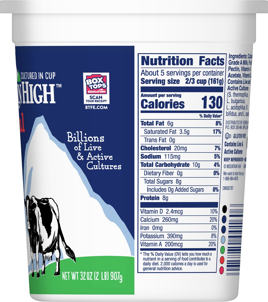 slide 6 of 8, Mountain High, Original Whole Milk Yogurt, Plain, Gluten Free Snacks, 32 OZ Yogurt Container, 32 oz